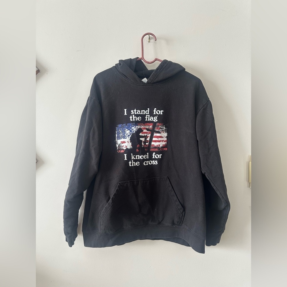 Men’s patriotic flag hoodie pullover 2XL
